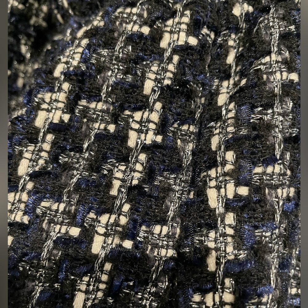 NWOT Ann Taylor Textured Tweed Sparkle Puffer Jacket in Navy Size Small - Picture 3 of 5